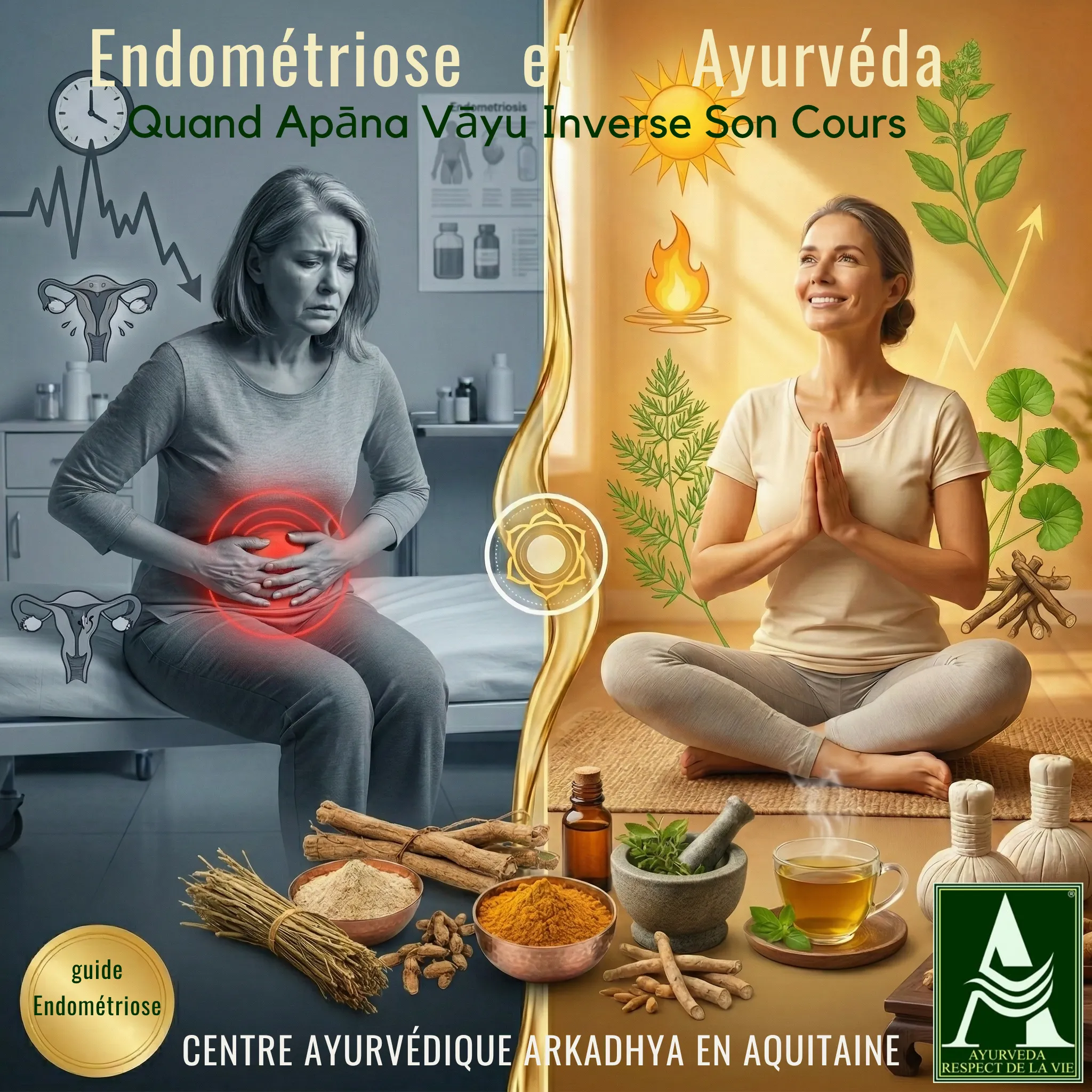 L'endométriose vue à travers l'Āyurveda — Apāna Vāyu, Ārtava Dhātu et bien-être féminin