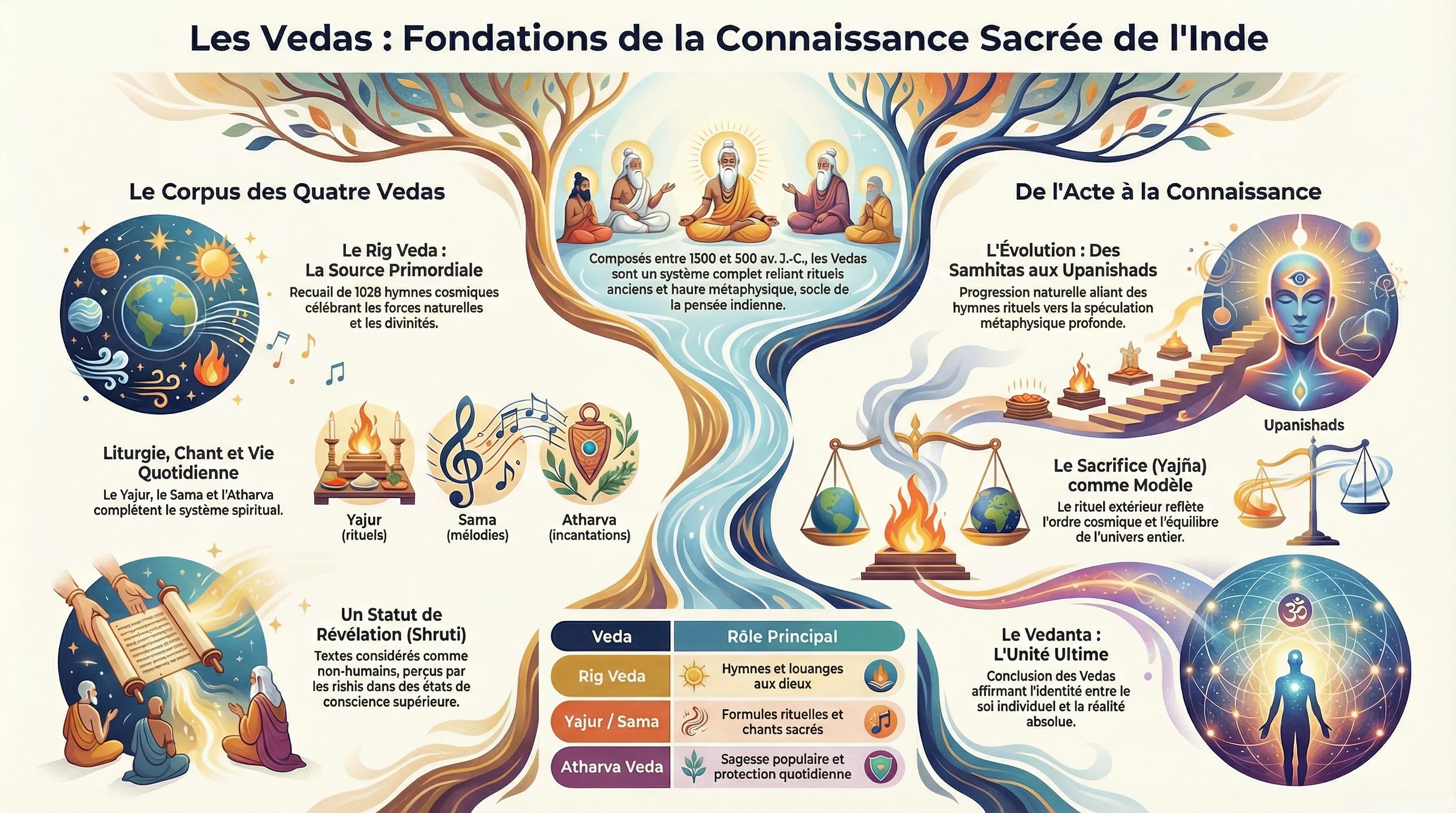 Les quatre Vedas — textes sacrés de la révélation védique
