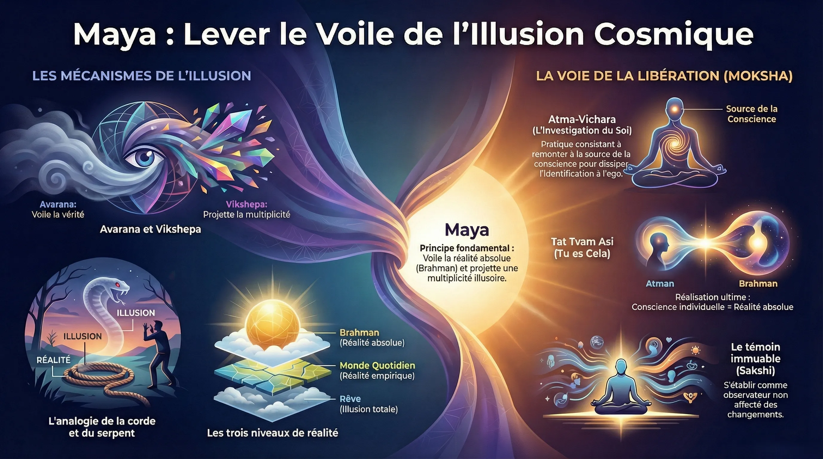 Māyā, le voile de l'illusion cosmique dans le Vedanta