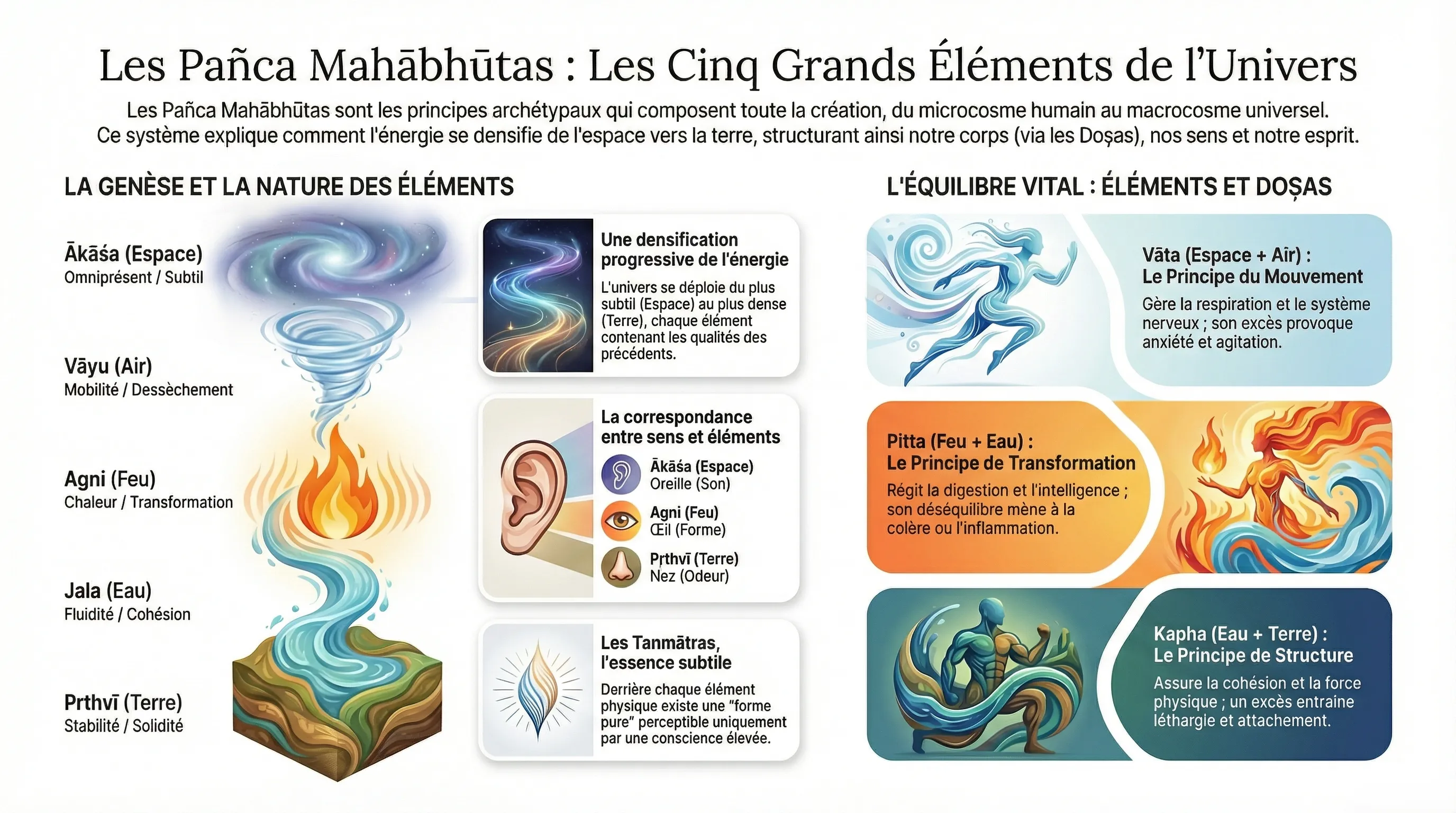 Les cinq Mahabhutas, éléments fondamentaux de la création védique