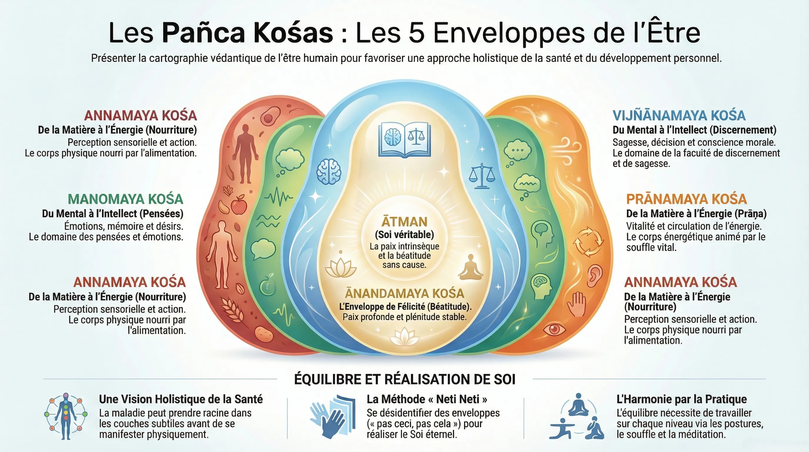 Les cinq Koshas, enveloppes de l'être selon la tradition védique