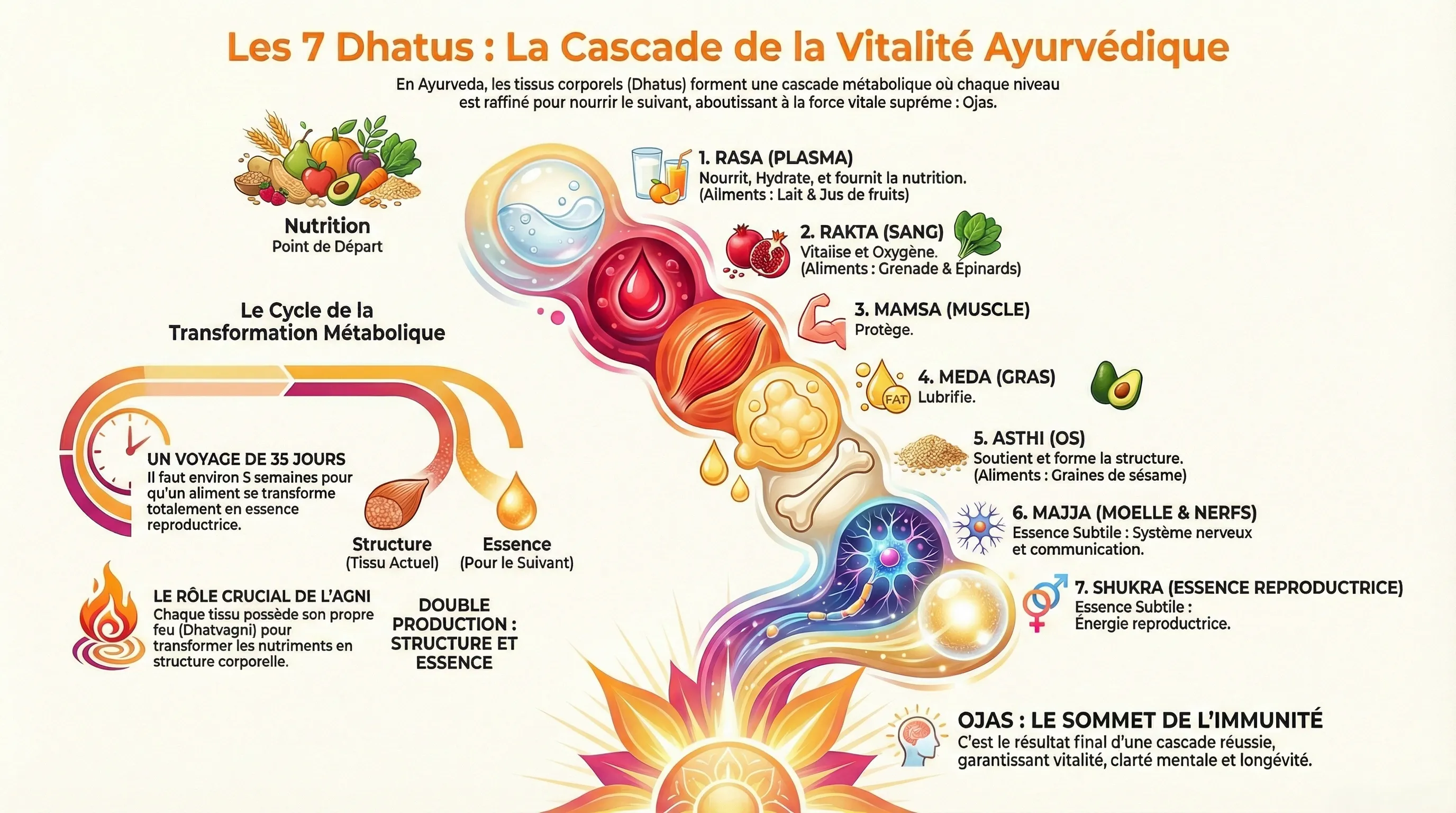 Les sept Dhatus, tissus fondamentaux du corps selon l'Ayurveda