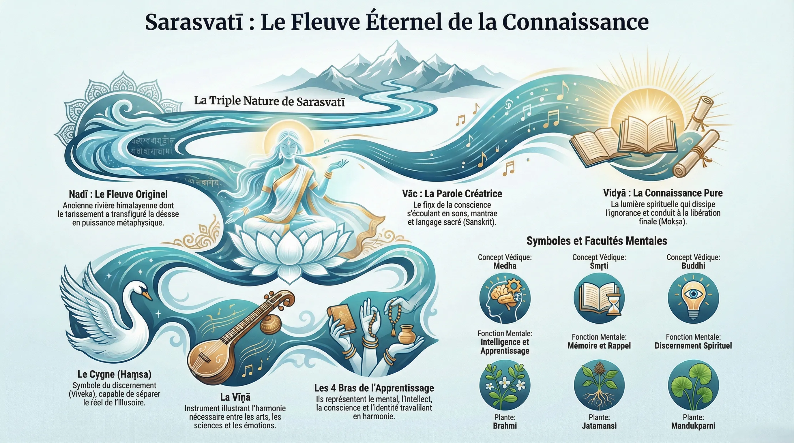 Sarasvati, déesse de la connaissance, des arts et de la sagesse