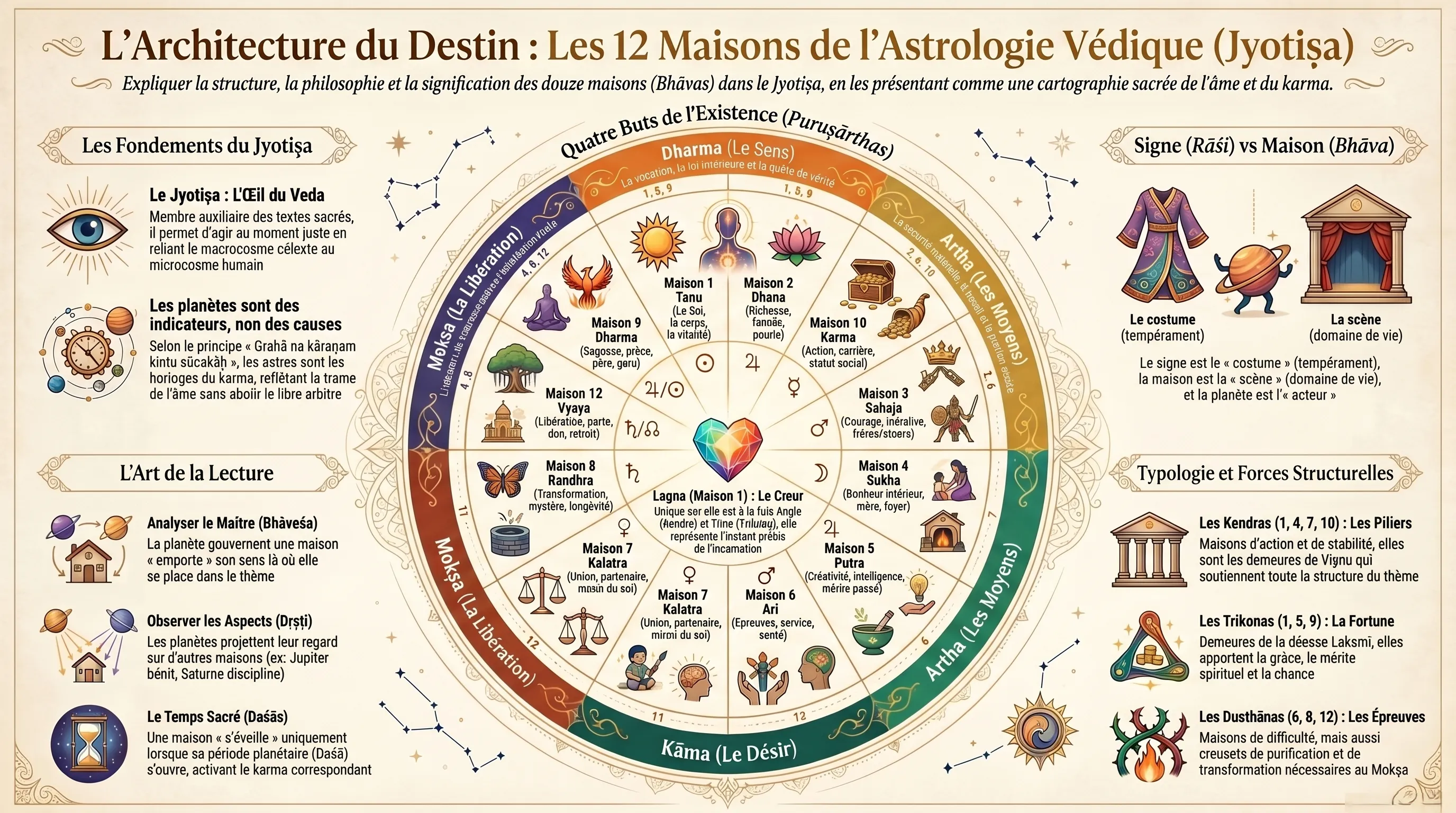 Les maisons en Jyotish, domaines de la vie selon l'astrologie védique