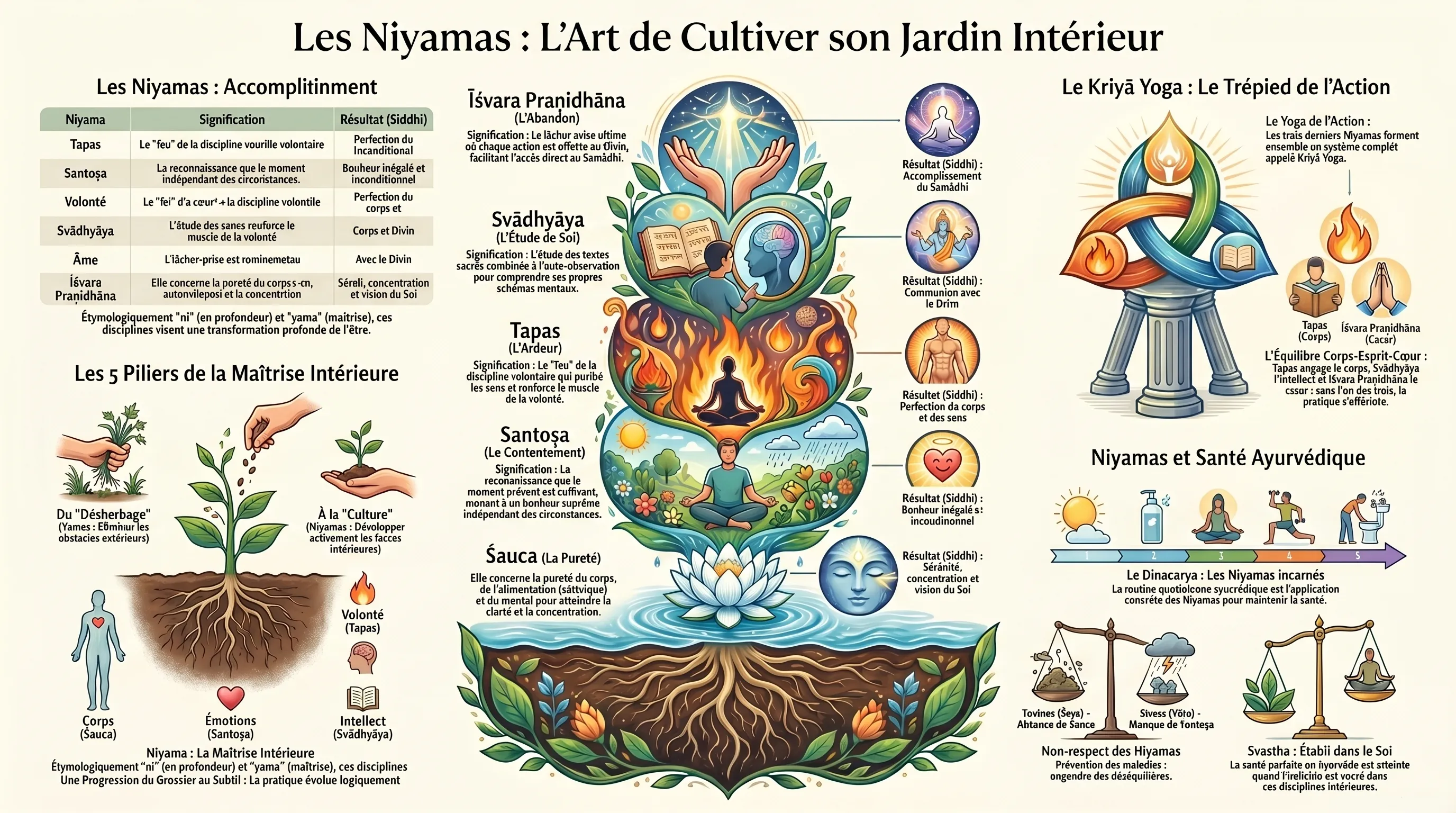 Les Niyamas, les cinq observances personnelles dans le yoga