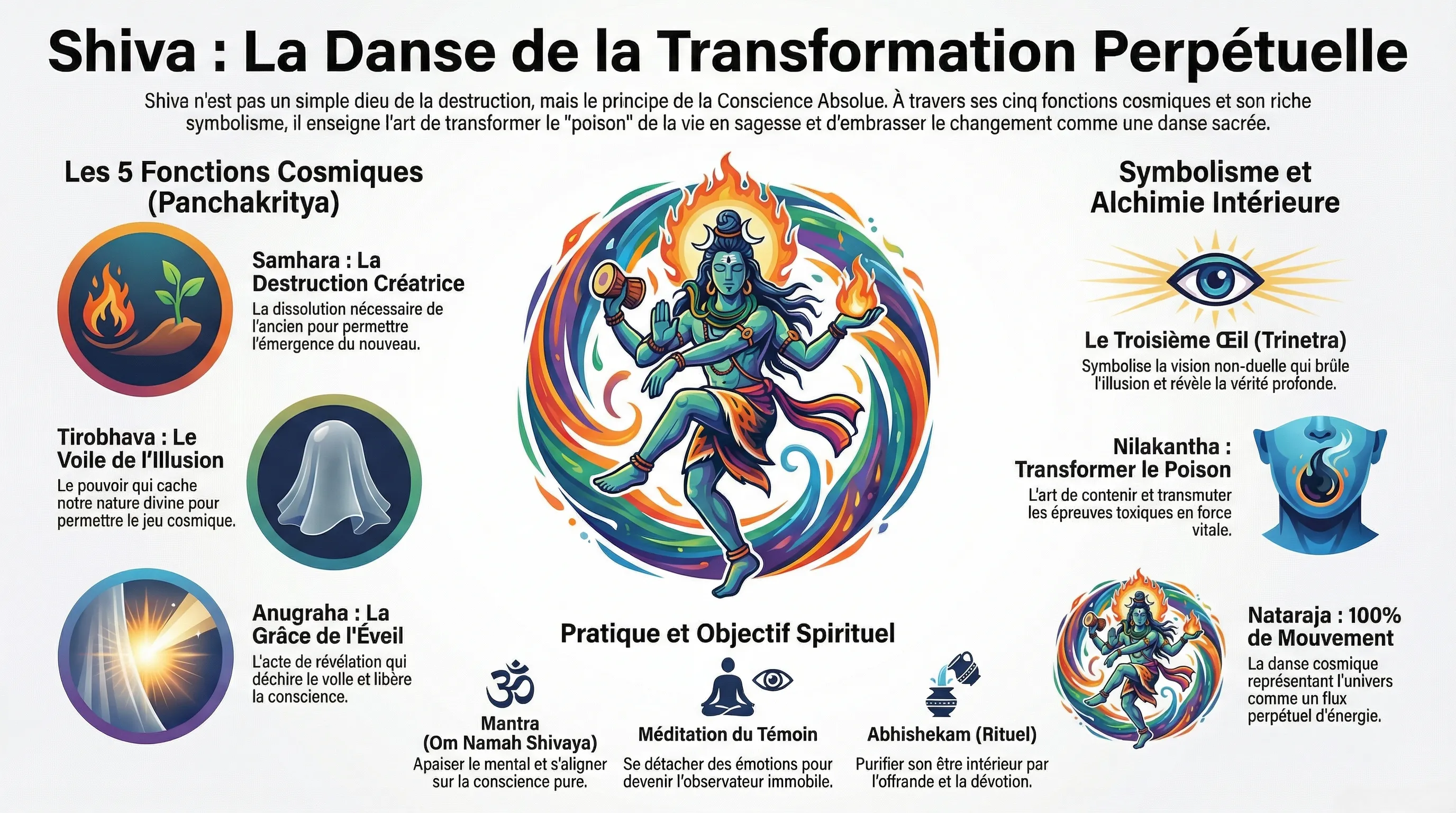 Shiva, le dieu de la destruction, de la transformation et de la danse cosmique