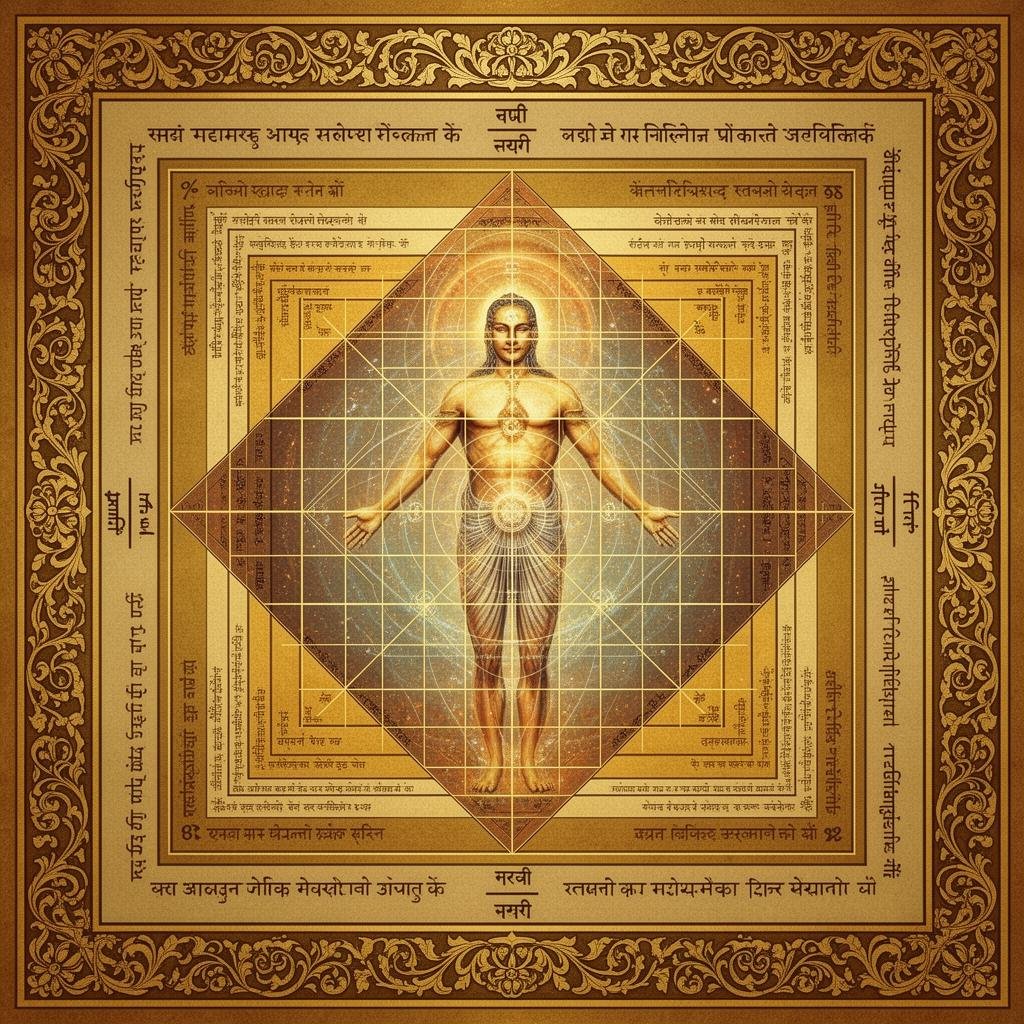Vastu Purusha Mandala - diagramme sacré avec le Purusha cosmique